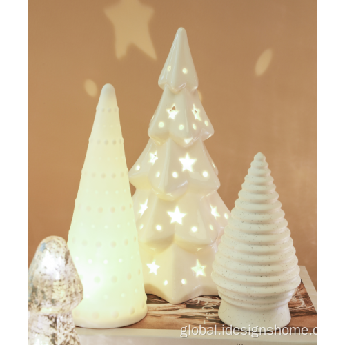 Warm White Led Decor Porcelain Christmas Tree Tabletop Decor with LED Lights Manufactory